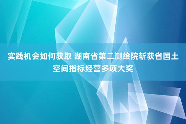 实践机会如何获取 湖南省第二测绘院斩获省国土空间指标经营多项大奖