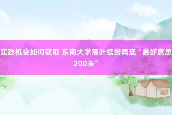 实践机会如何获取 东南大学落叶缤纷再现“最好意思200米”