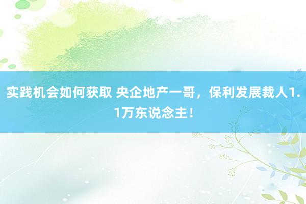 实践机会如何获取 央企地产一哥，保利发展裁人1.1万东说念主！