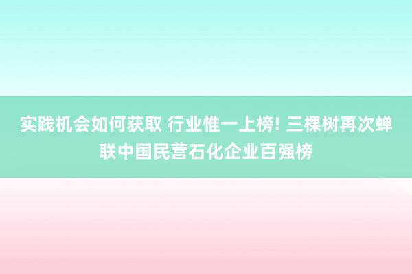 实践机会如何获取 行业惟一上榜! 三棵树再次蝉联中国民营石化企业百强榜