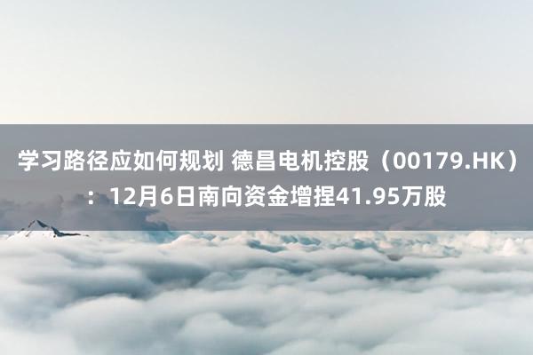 学习路径应如何规划 德昌电机控股（00179.HK）：12月6日南向资金增捏41.95万股