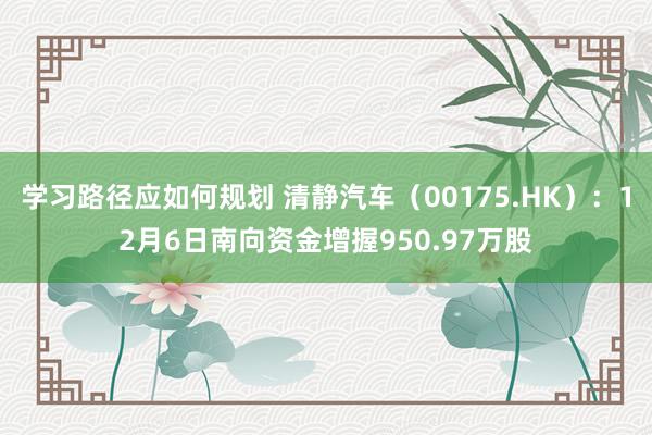 学习路径应如何规划 清静汽车（00175.HK）：12月6日南向资金增握950.97万股