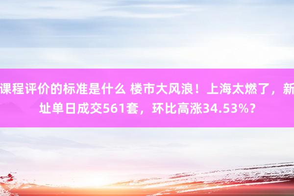 课程评价的标准是什么 楼市大风浪！上海太燃了，新址单日成交561套，环比高涨34.53%？