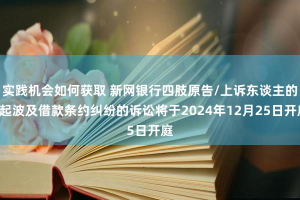 实践机会如何获取 新网银行四肢原告/上诉东谈主的1起波及借款条约纠纷的诉讼将于2024年12月25日开庭