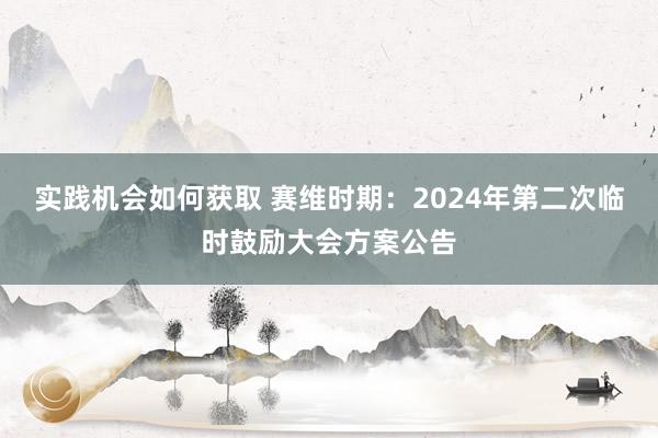 实践机会如何获取 赛维时期：2024年第二次临时鼓励大会方案公告