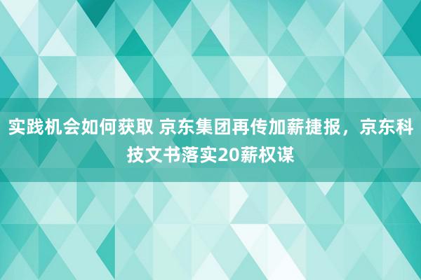 实践机会如何获取 京东集团再传加薪捷报，京东科技文书落实20薪权谋