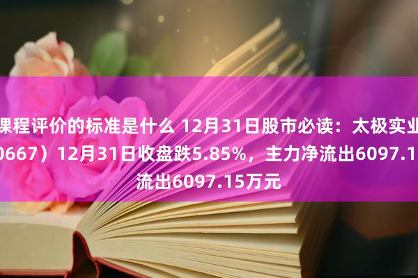 课程评价的标准是什么 12月31日股市必读：太极实业（600667）12月31日收盘跌5.85%，主力净流出6097.15万元