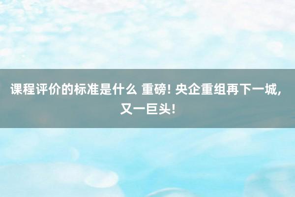 课程评价的标准是什么 重磅! 央企重组再下一城, 又一巨头!