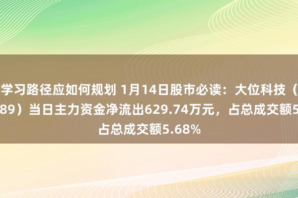 学习路径应如何规划 1月14日股市必读：大位科技（600589）当日主力资金净流出629.74万元，占总成交额5.68%