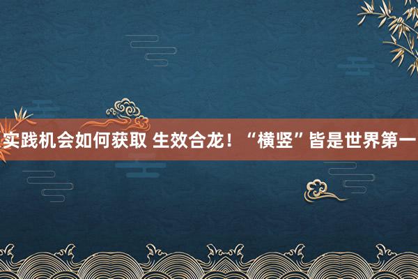 实践机会如何获取 生效合龙！“横竖”皆是世界第一