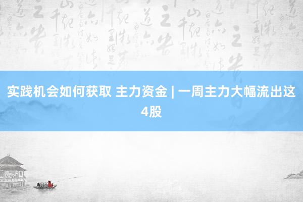 实践机会如何获取 主力资金 | 一周主力大幅流出这4股