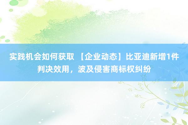 实践机会如何获取 【企业动态】比亚迪新增1件判决效用，波及侵害商标权纠纷