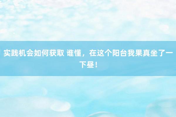 实践机会如何获取 谁懂，在这个阳台我果真坐了一下昼！