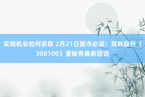 实践机会如何获取 2月21日股市必读：双林股份（300100）董秘有最新回话