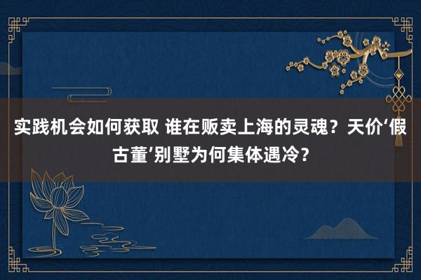 实践机会如何获取 谁在贩卖上海的灵魂？天价‘假古董’别墅为何集体遇冷？