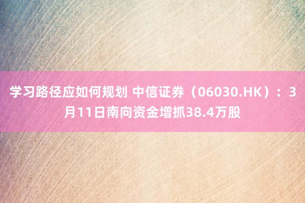 学习路径应如何规划 中信证券（06030.HK）：3月11日南向资金增抓38.4万股