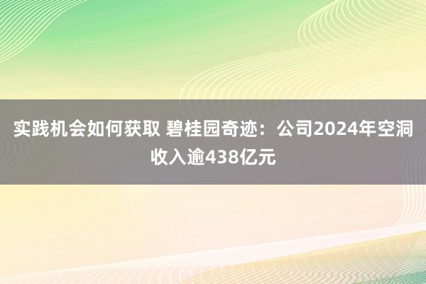 实践机会如何获取 碧桂园奇迹：公司2024年空洞收入逾438亿元