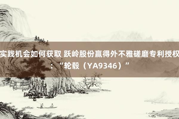 实践机会如何获取 跃岭股份赢得外不雅磋磨专利授权：“轮毂（YA9346）”