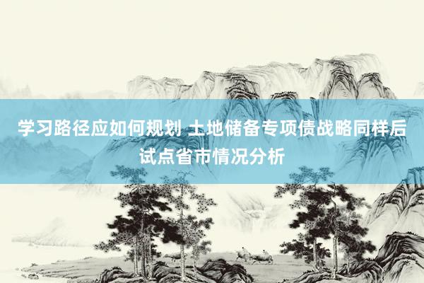 学习路径应如何规划 土地储备专项债战略同样后试点省市情况分析