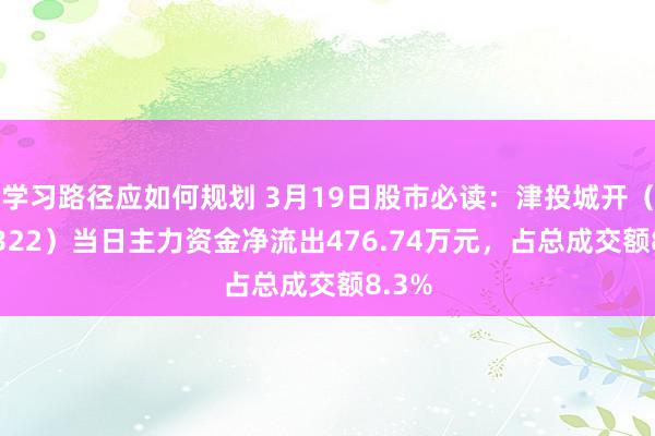 学习路径应如何规划 3月19日股市必读：津投城开（600322）当日主力资金净流出476.74万元，占总成交额8.3%